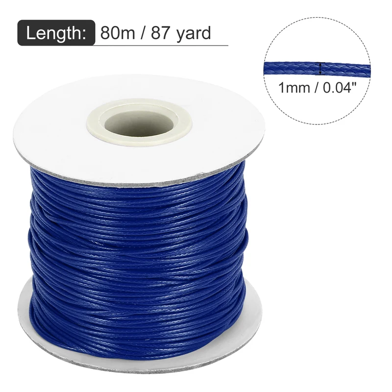 Waxed Cord 1mm Waxed Thread 87 Yard Wax String Leather Cord (Dark Blue)