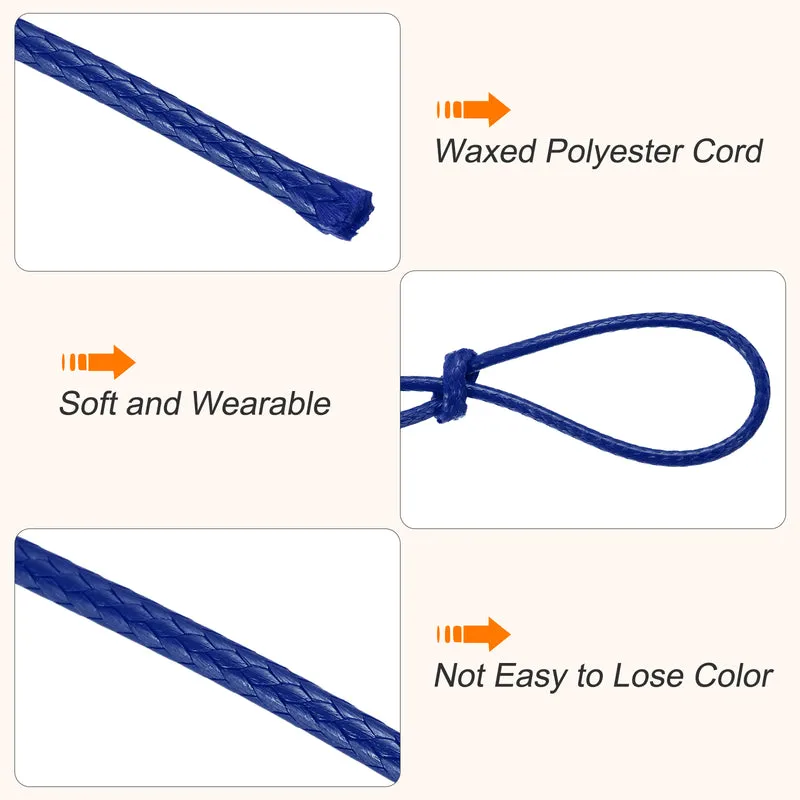 Waxed Cord 1mm Waxed Thread 87 Yard Wax String Leather Cord (Dark Blue)