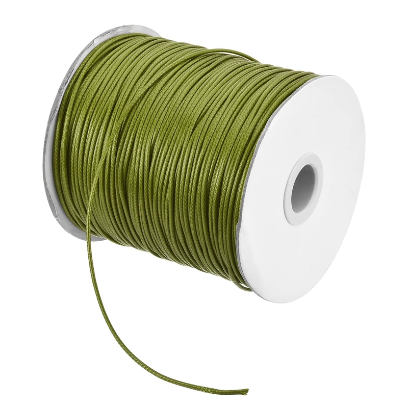 Army Green 1.5mm Waxed Cord 175 Yard Wax Bead Thread String for Jewelry Making