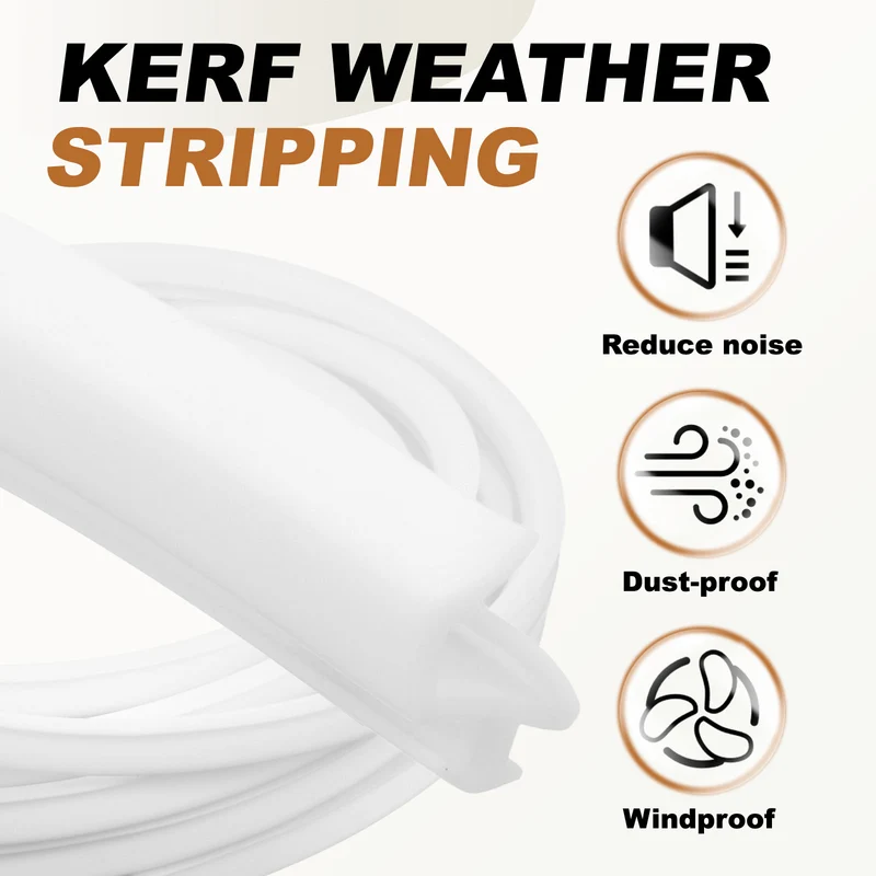 Kerf Weather Stripping Seal Strip (32.8ft x 5/16") - PO Shape Kerf, White