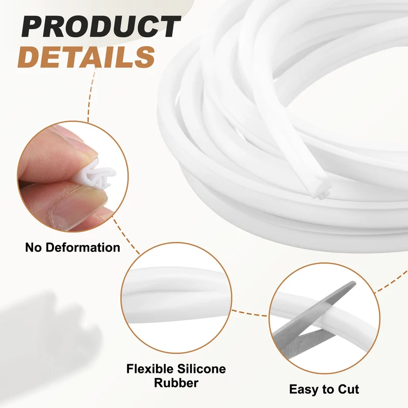 Kerf Weather Stripping Seal Strip (19.68ft x 5/16") - PO Shape Kerf, White