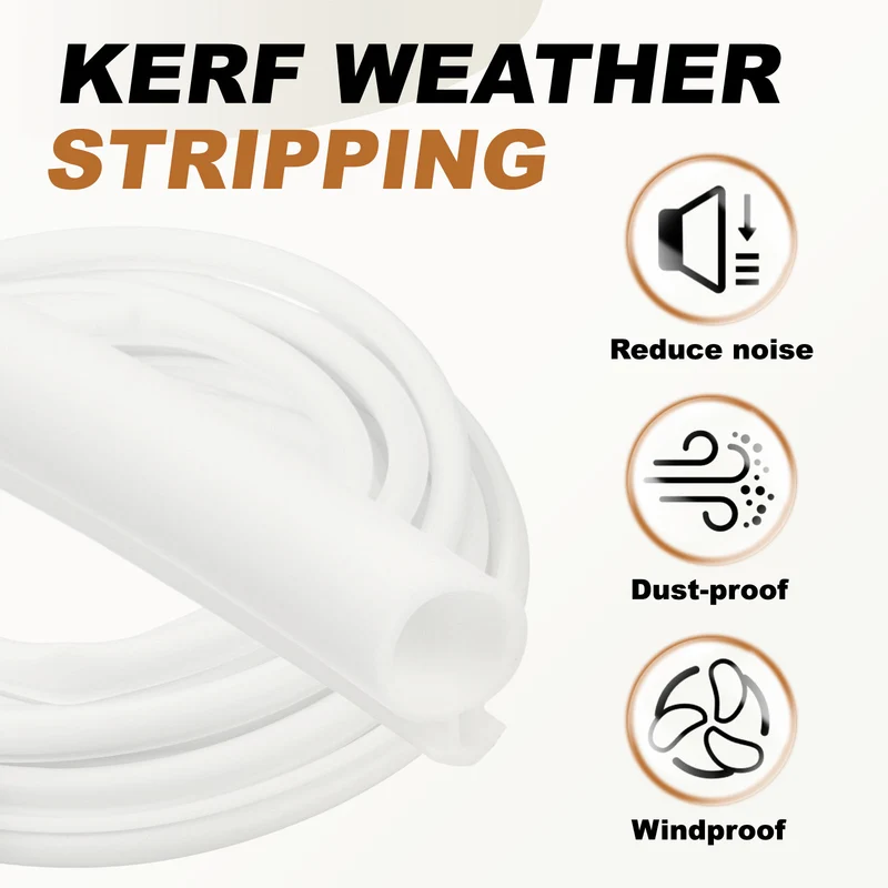 Kerf Weather Stripping Seal Strip (49.21ft x 3/8") - Bulb Bubble Kerf, White