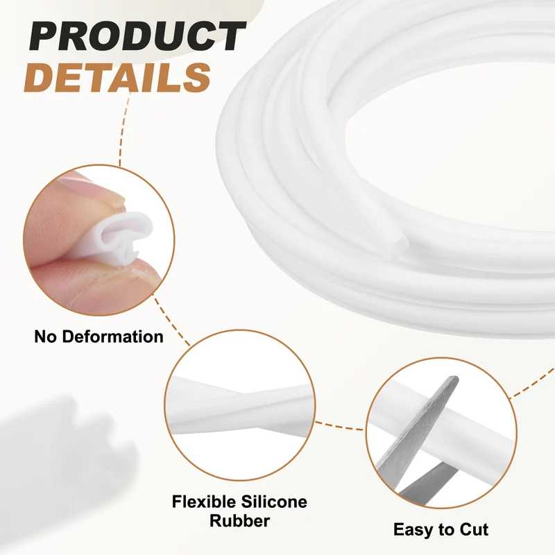 Kerf Weather Stripping Seal Strip (49.21ft x 5/16") - Bulb Bubble Kerf, White