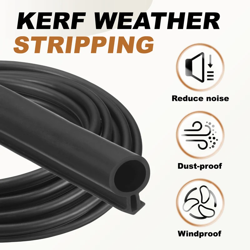 Kerf Weather Stripping Seal Strip (32.8ft x 5/16") - Bulb Bubble Kerf, Black