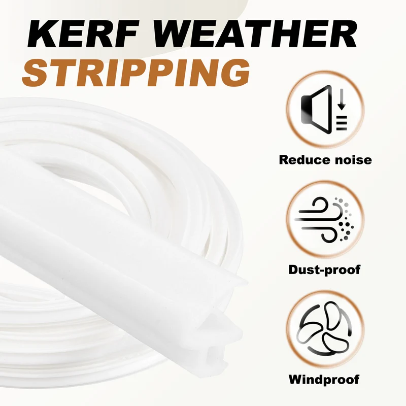 Kerf Weather Stripping Seal Strip (32.8ft x 5/16") - P Shape Kerf, White