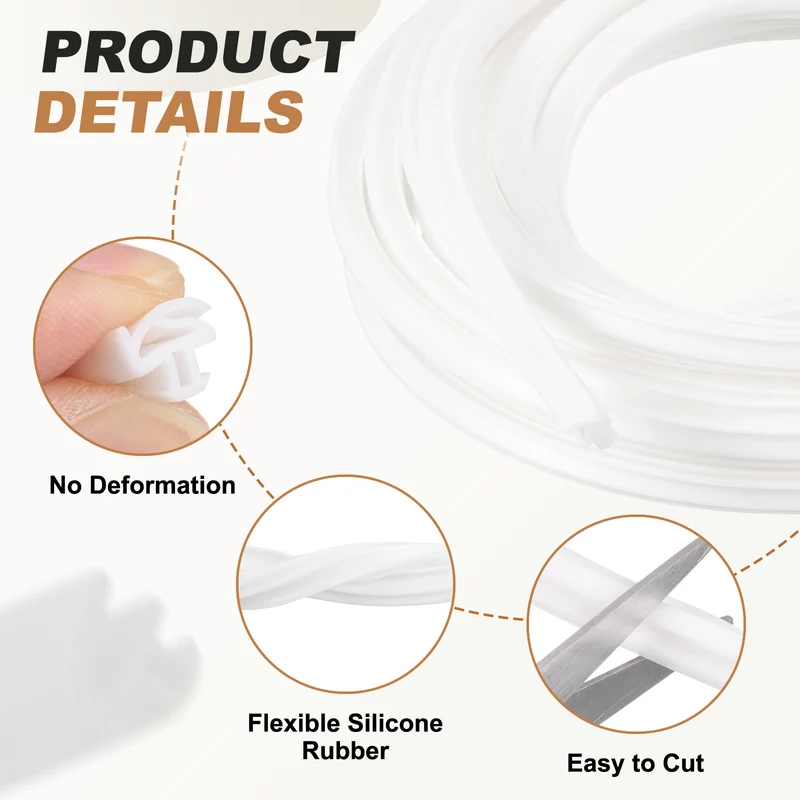 Kerf Weather Stripping Seal Strip (19.68ft x 5/16") - P Shape Kerf, White