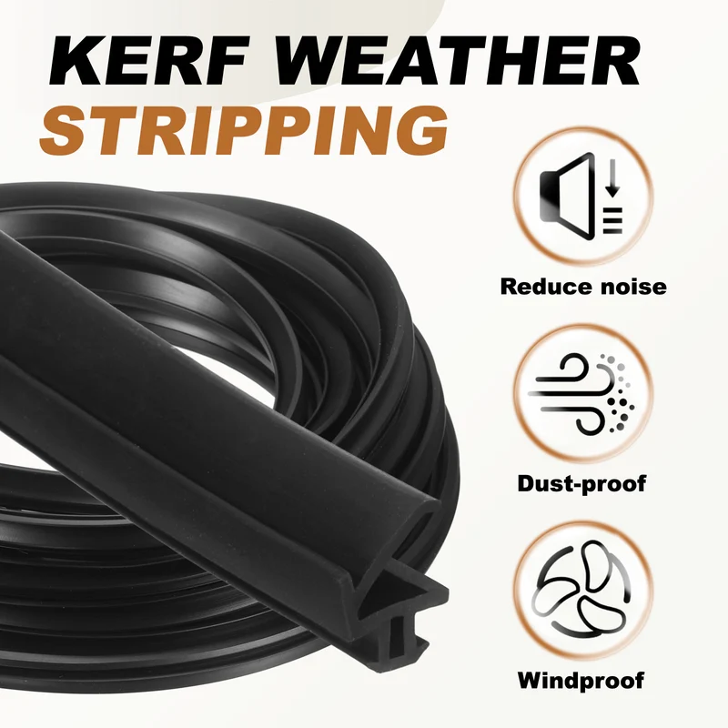Kerf Weather Stripping Seal Strip (32.8ft x 5/16") - P Shape Kerf, Black