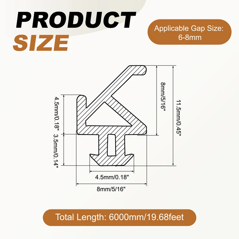 Kerf Weather Stripping Seal Strip (19.68ft x 5/16") - P Shape Kerf, Black