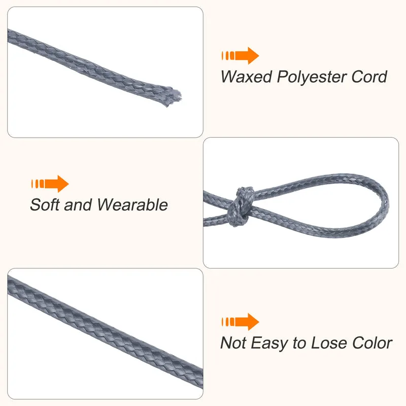 Dark Grey 0.5mm Waxed Cord 175 Yard Wax Bead Thread String for Jewelry Making