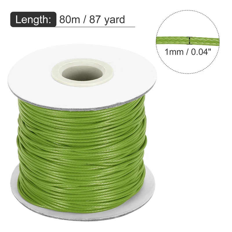 Waxed Cord 1mm Waxed Thread 87 Yard Wax String Leather Cord (Grass Green)