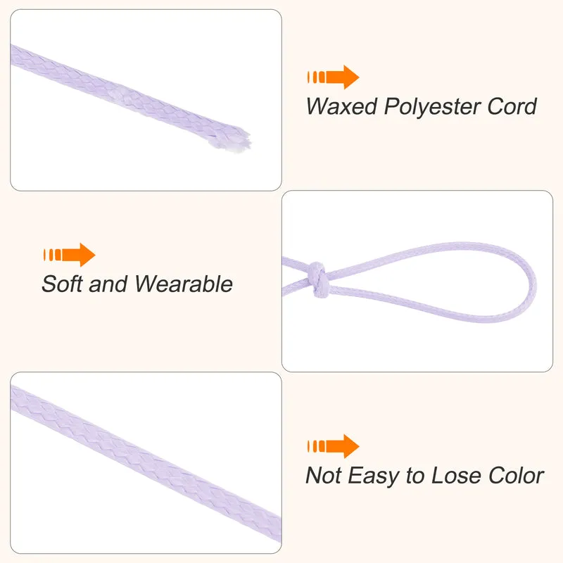 Light Purple 2.5mm Waxed Cord 87 Yard Wax Bead Thread String for Jewelry Making