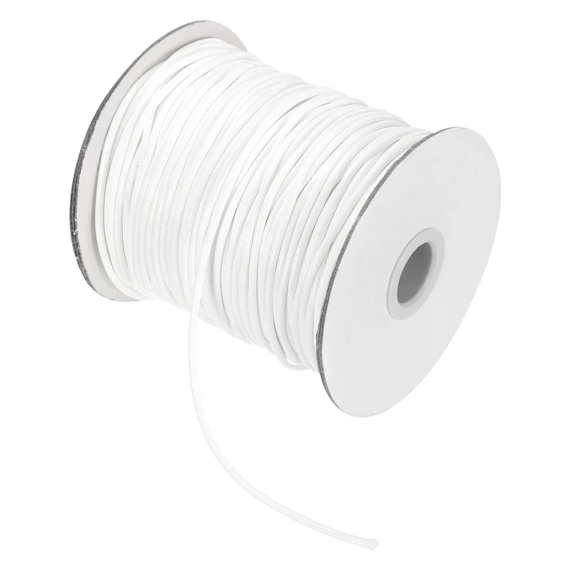 Waxed Cord 2mm Waxed Thread 87 Yard Wax String Leather Cord (White)