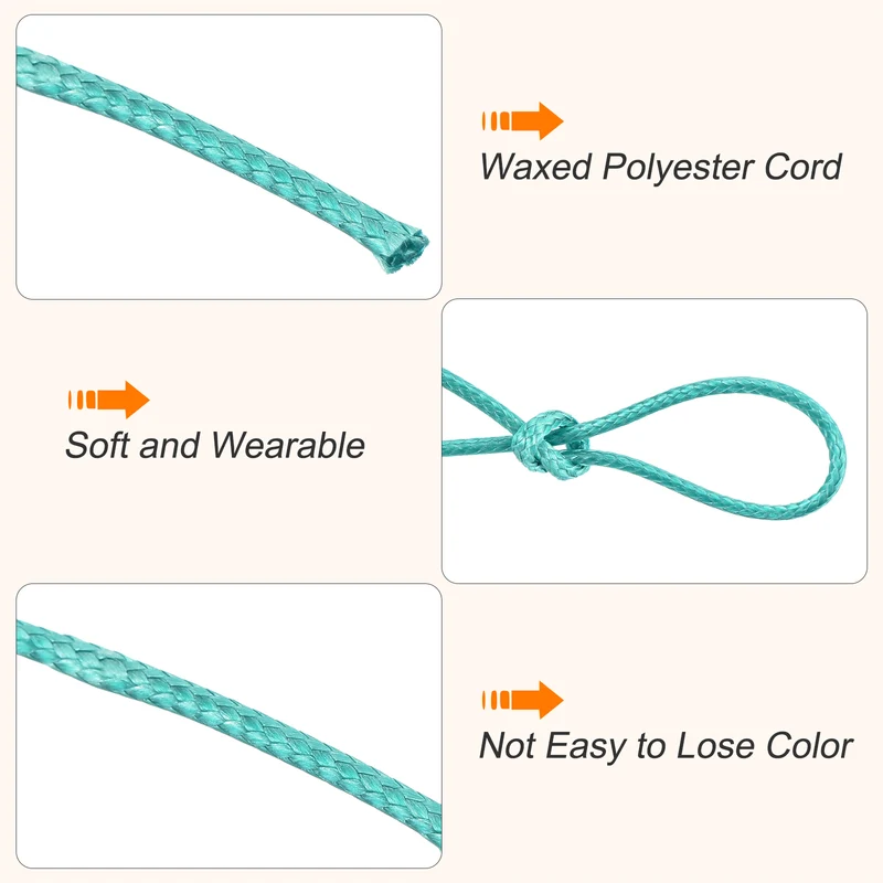 Blue-Green 1mm Waxed Cord 175 Yard Wax Bead Thread String for Jewelry Making