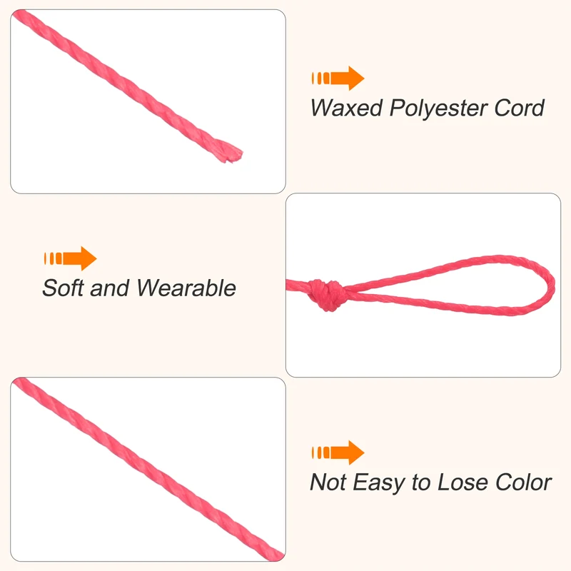 Waxed Cord 0.45mm Waxed Thread 87 Yard Wax String Leather Cord (Peach Pink)