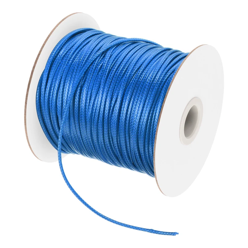 Bright Blue 2mm Waxed Cord 87 Yard Wax Bead Thread String for Jewelry Making