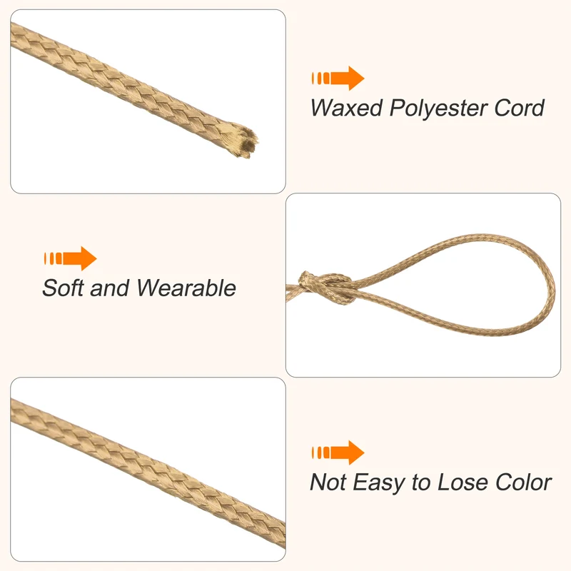 Khaki 1.2mm Waxed Cord 175 Yard Wax Bead Thread String for Jewelry Make