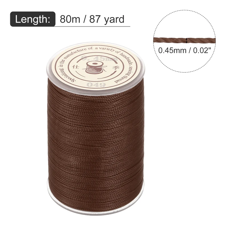 Waxed Cord 0.45mm Waxed Thread 87 Yard Wax String Leather Cord (Brown)