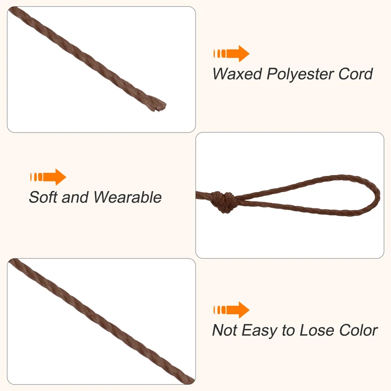 Waxed Cord 0.45mm Waxed Thread 87 Yard Wax String Leather Cord (Brown)
