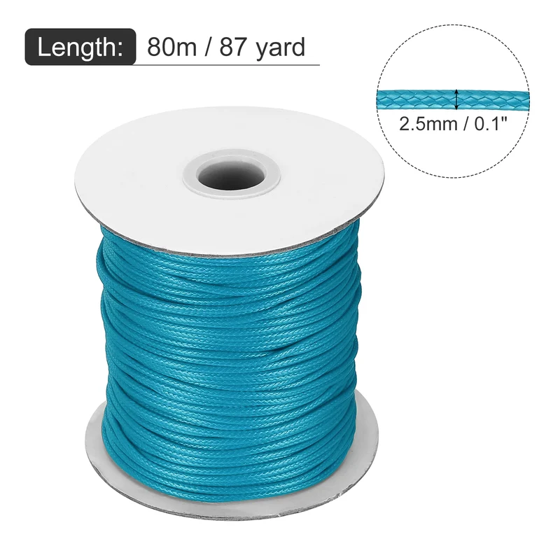 Waxed Cord 2.5mm Waxed Thread 87 Yard Wax String Leather Cord (Peacock Blue)