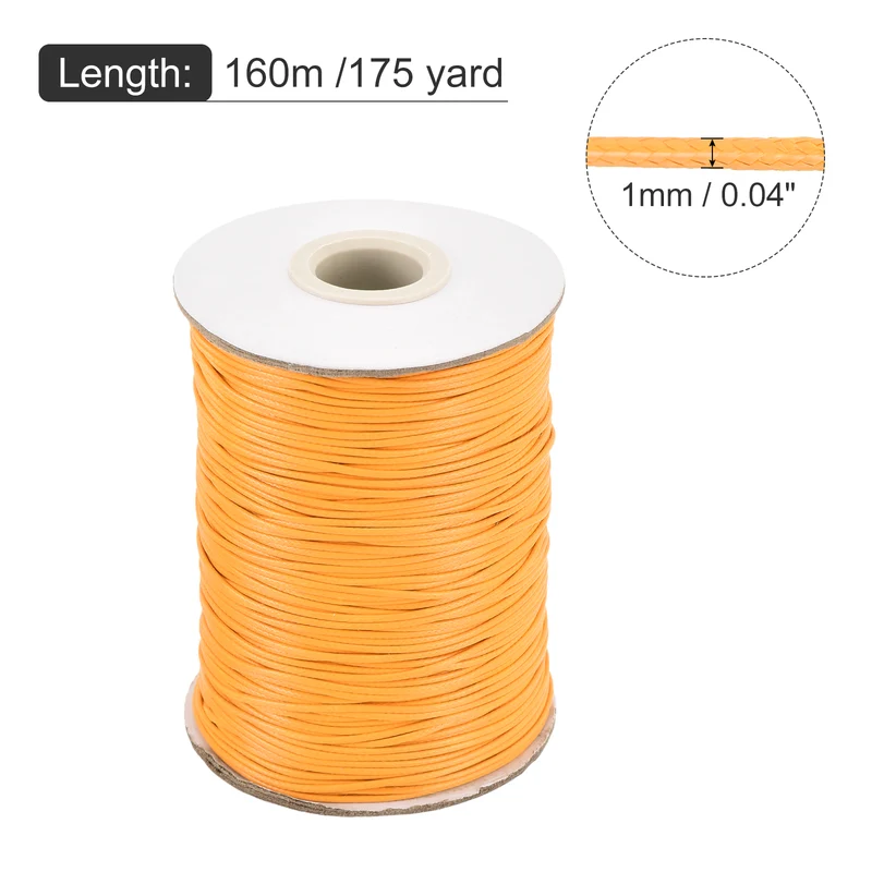 Yellow 1mm Waxed Cord 175 Yard Wax Bead Thread String for Jewelry Making