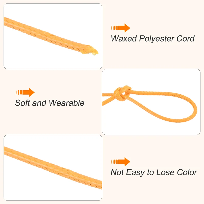 Yellow 1mm Waxed Cord 175 Yard Wax Bead Thread String for Jewelry Making