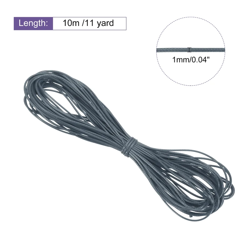 Dark Gray 1mm Waxed Cord 11 Yard Wax Bead Thread String for Jewelry Make