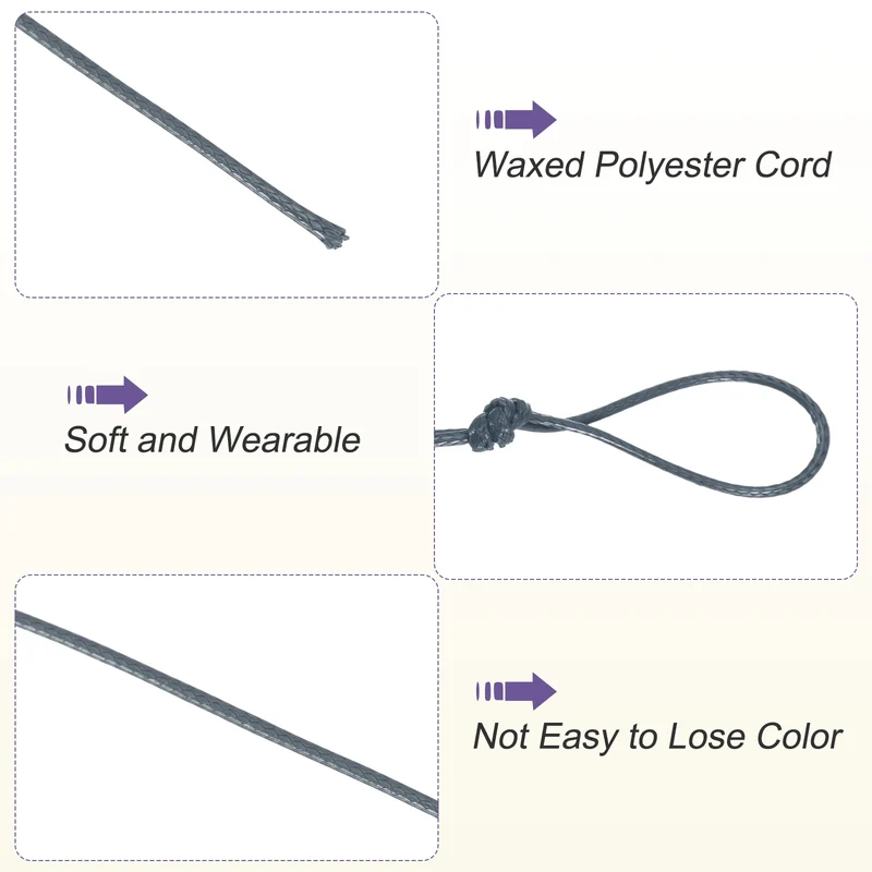 Dark Gray 1mm Waxed Cord 11 Yard Wax Bead Thread String for Jewelry Make