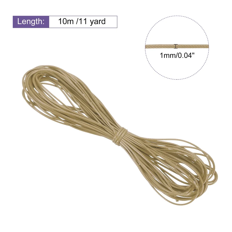 Khaki 1mm Waxed Cord 11 Yard Wax Bead Thread String for Jewelry Make