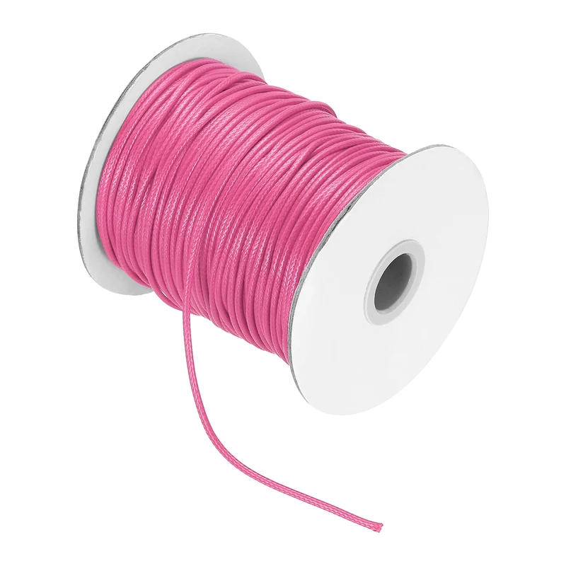 Waxed Cord 3.5mm Waxed Thread 44 Yard Wax String Leather Cord (Light Rose Red)