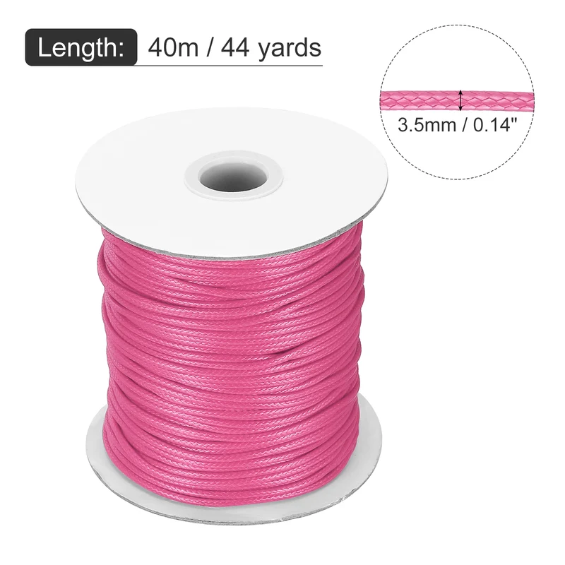 Waxed Cord 3.5mm Waxed Thread 44 Yard Wax String Leather Cord (Light Rose Red)
