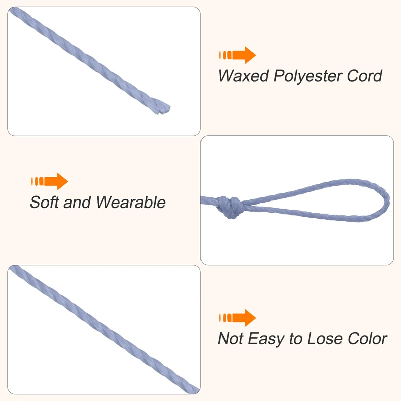 Waxed Cord 0.45mm Waxed Thread 87 Yard Wax String Leather Cord (Gray Blue)