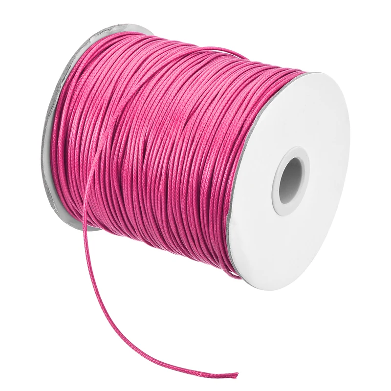 Dark Pink 1.5mm Waxed Cord 175 Yard Wax Bead Thread String for Jewelry Making