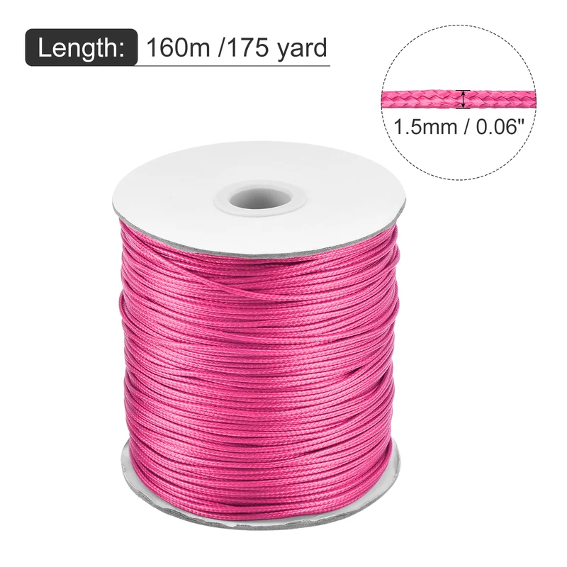 Dark Pink 1.5mm Waxed Cord 175 Yard Wax Bead Thread String for Jewelry Making