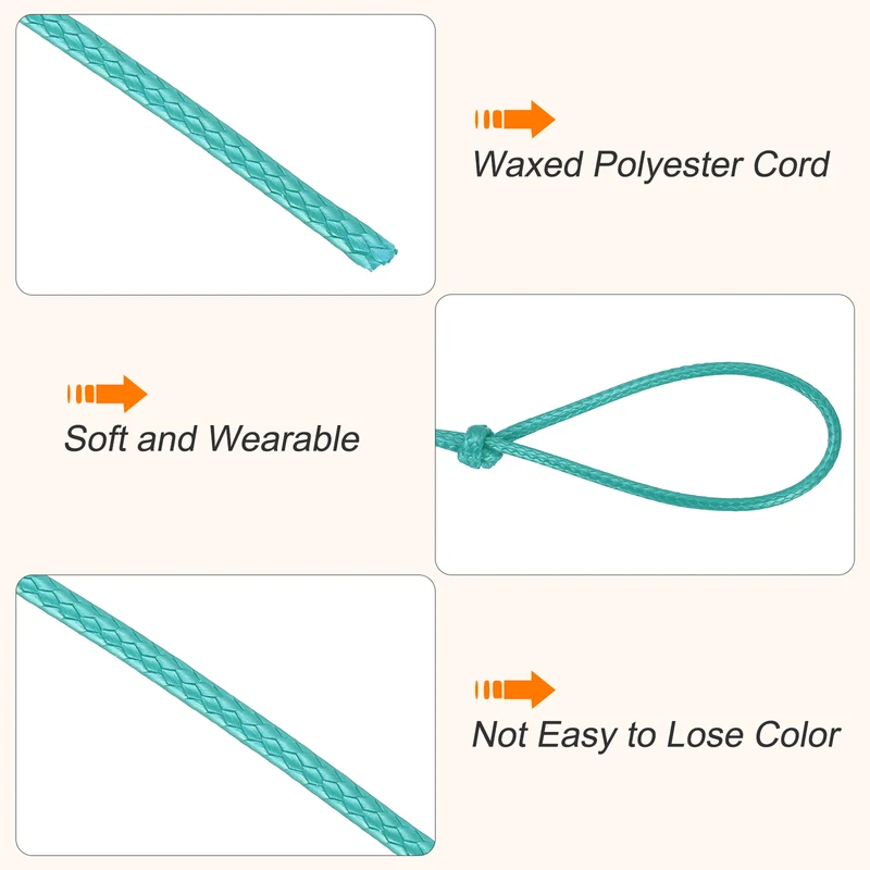 Waxed Cord 2.5mm Waxed Thread 87 Yard Wax String Leather Cord (Blue-Green)