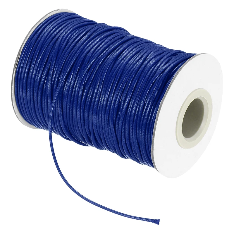 Waxed Cord 1.5mm Waxed Thread 87 Yard Wax String Leather Cord (Dark Blue)