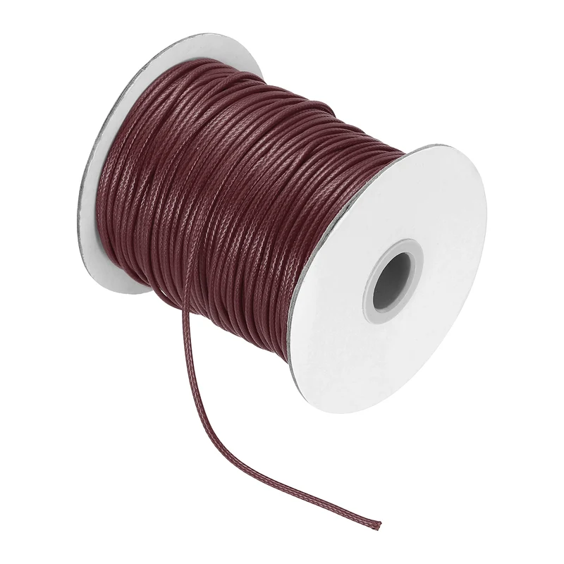 Waxed Cord 2.5mm Waxed Thread 87 Yard Wax String Leather Cord (Dark Red)
