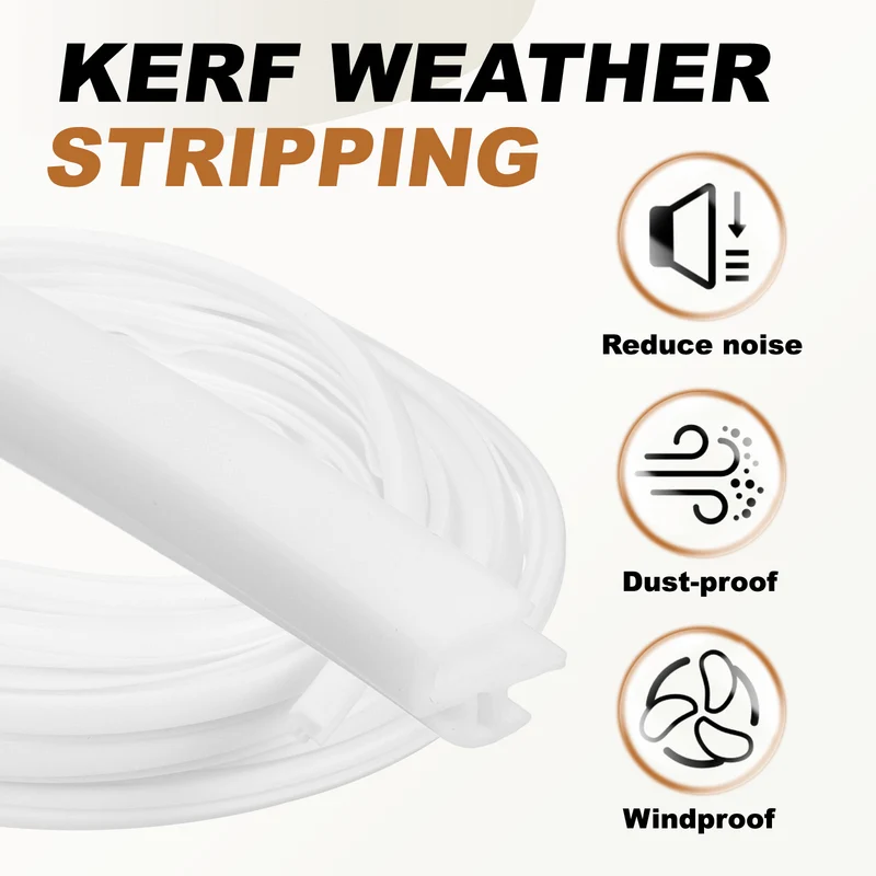 Kerf Weather Stripping Seal Strip (19.68ft x 5/16") - l Shape Kerf, White