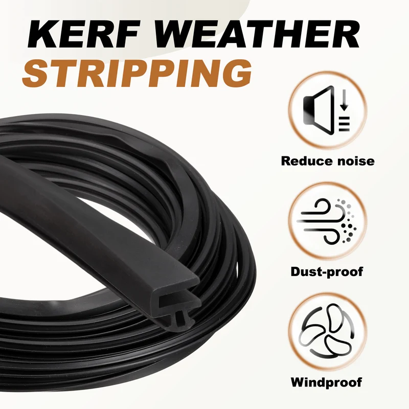 Kerf Weather Stripping Seal Strip (32.8ft x 5/16") - l Shape Kerf, Black