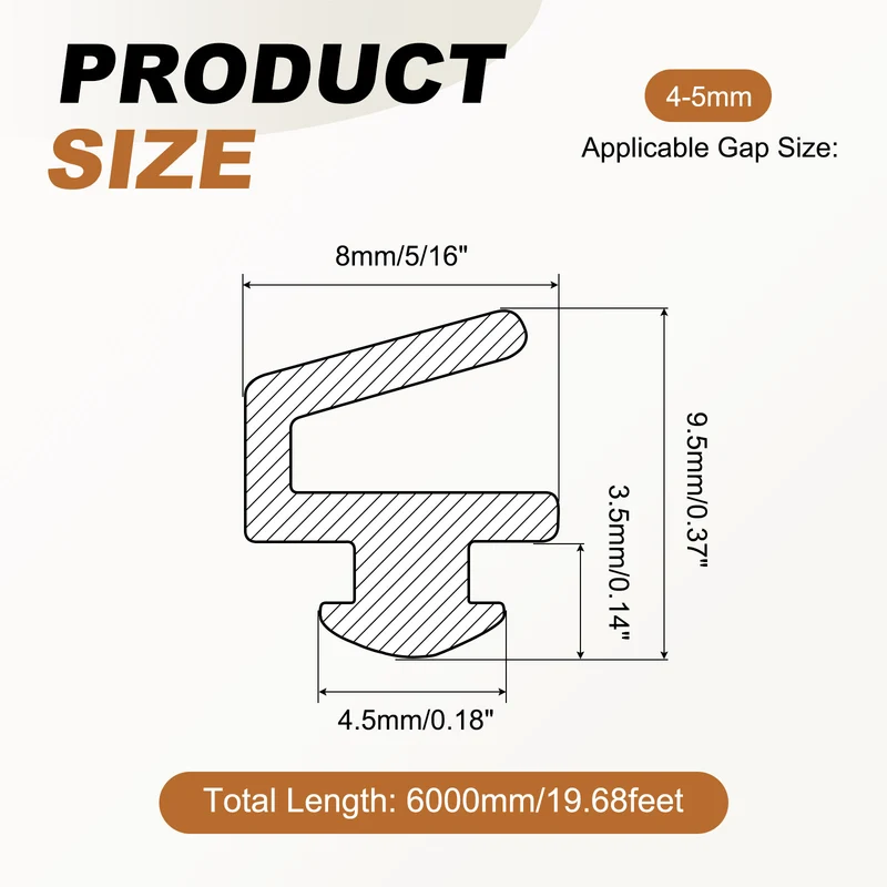 Kerf Weather Stripping Seal Strip (19.68ft x 5/16") - l Shape Kerf, Black