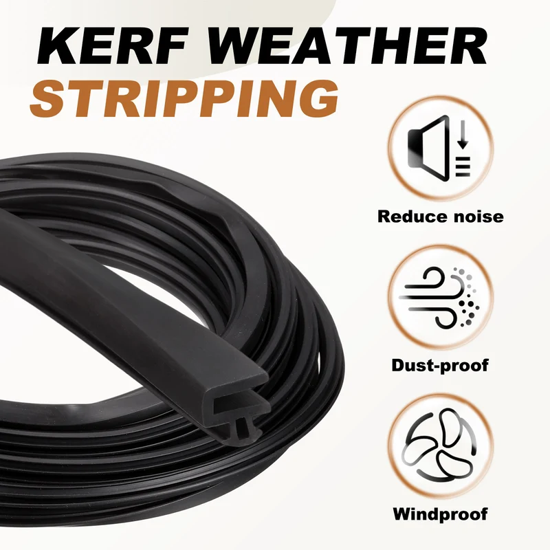 Kerf Weather Stripping Seal Strip (19.68ft x 5/16") - l Shape Kerf, Black