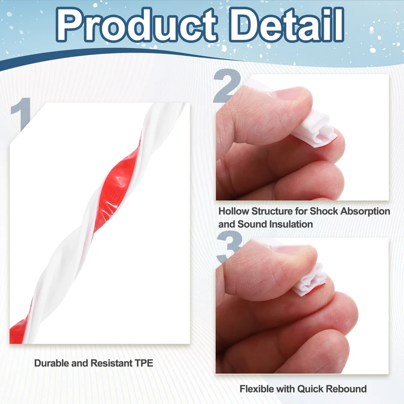 Weather Stripping Seal Strip - 2Pcs Door Seal Strip Fits 8-10mm Gap, White