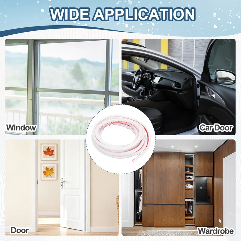 Weather Stripping Seal Strip - 2Pcs Door Seal Strip Fits 8-10mm Gap, White