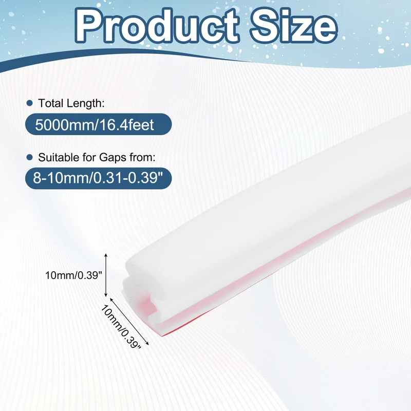 Weather Stripping Seal Strip - Door Seal Strip Fits 8-10mm Gap, White