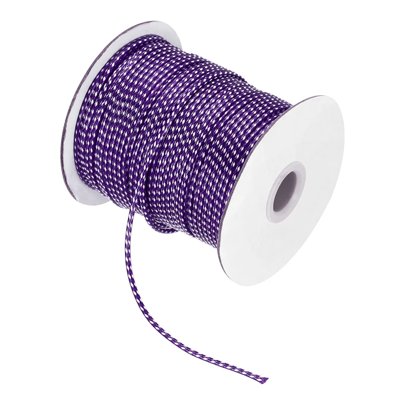 Waxed Cord 2mm Waxed Thread 87 Yard Wax String Cord (Bright Purple/White)