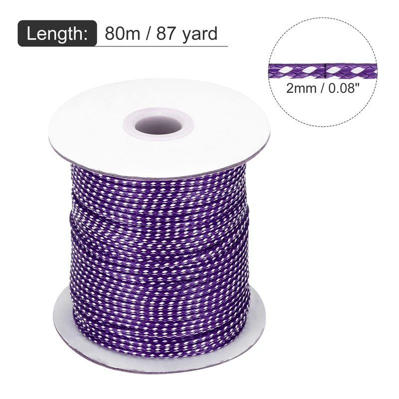 Waxed Cord 2mm Waxed Thread 87 Yard Wax String Cord (Bright Purple/White)