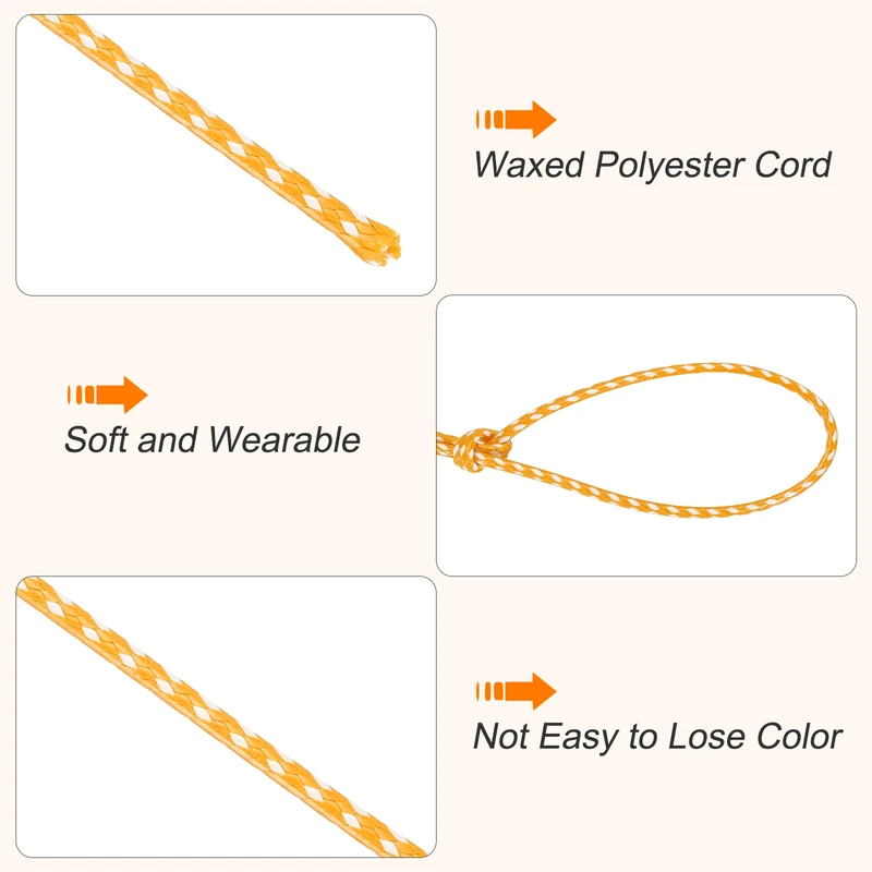 Waxed Cord 2mm Waxed Thread 87 Yard Wax String Cord (Golden Yellow/White)