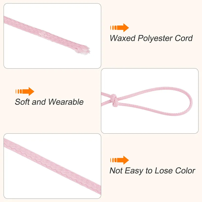 Light Pink 2.5mm Waxed Cord 87 Yard Wax Bead Thread String for Jewelry Making