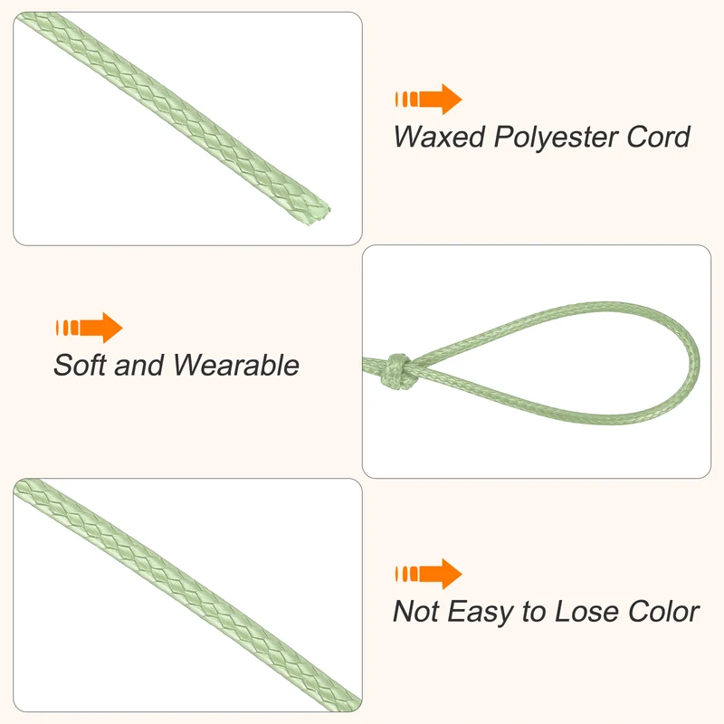 Waxed Cord 2.5mm Waxed Thread 87 Yard Wax String Leather Cord (Light Green)