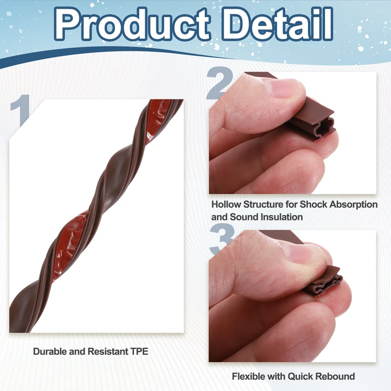 Weather Stripping Seal Strip - Door Seal Strip Fits 6-8mm Gap, Brown