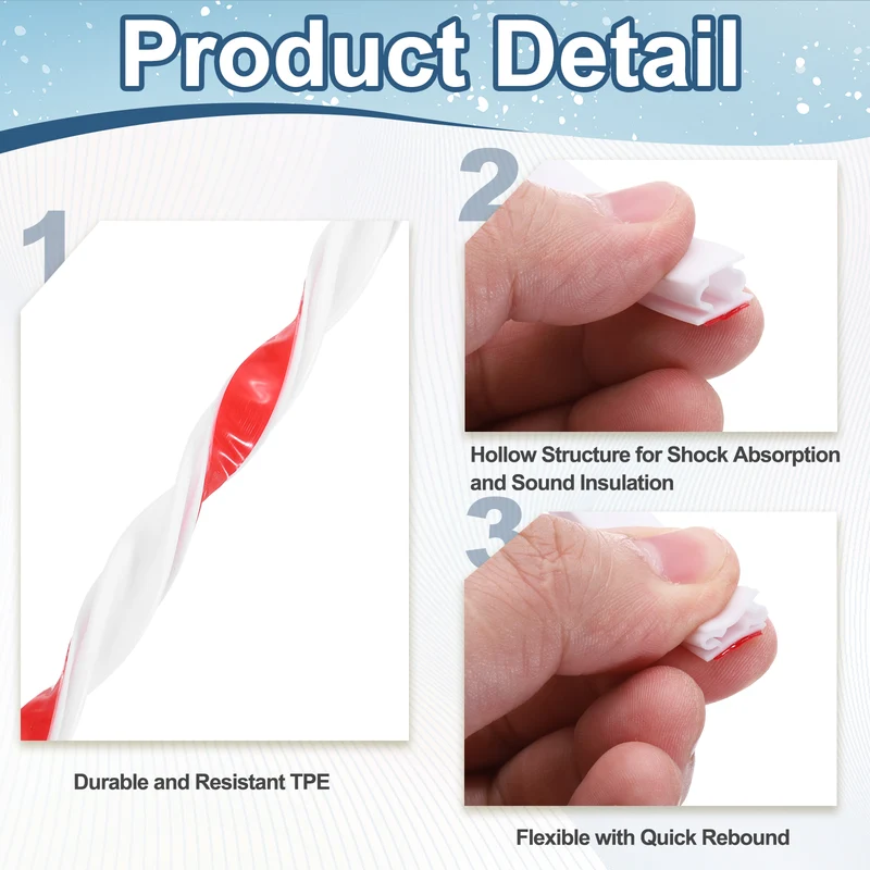 Weather Stripping Seal Strip - Door Seal Strip Fits 6-8mm Gap, White